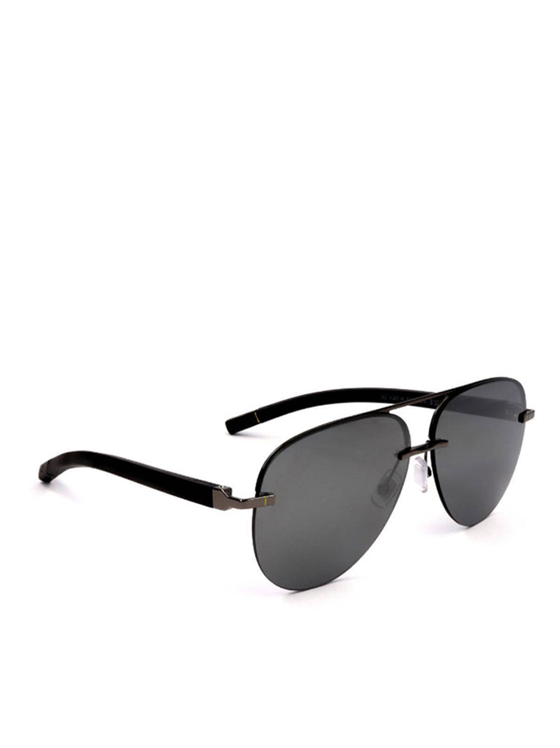 9.81 Grey Aviator Metal Half Rim Sunglasses NE40002U-Y22