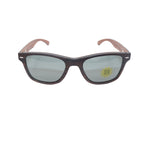 Wood & Brown Square Wood-Frame Full Rim Sunglasses