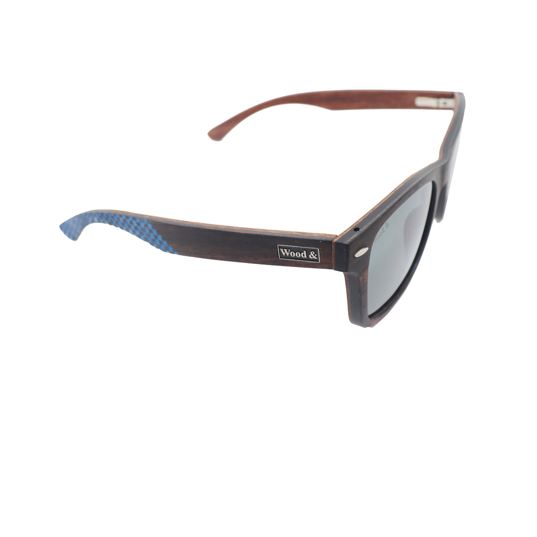 Wood&amp;Brown Square Wood-Frame Full Rim Sunglasses