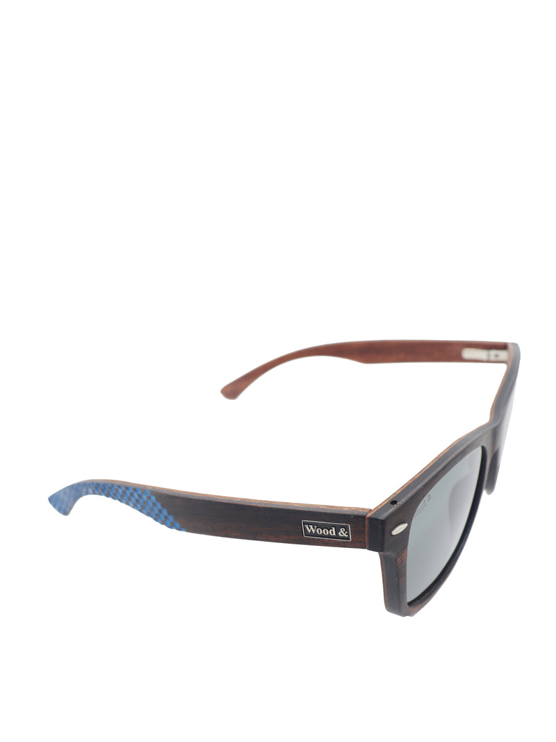 Wood&amp;Brown Square Wood-Frame Full Rim Sunglasses