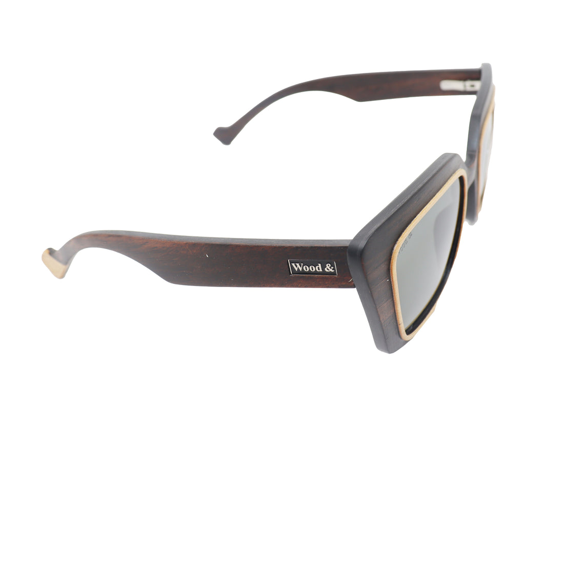 Wood&amp;Brown Cat-Eye Wood-Frame Full Rim Sunglasses