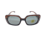 Wood & Brown Cat-Eye Wood-Frame Full Rim Sunglasses