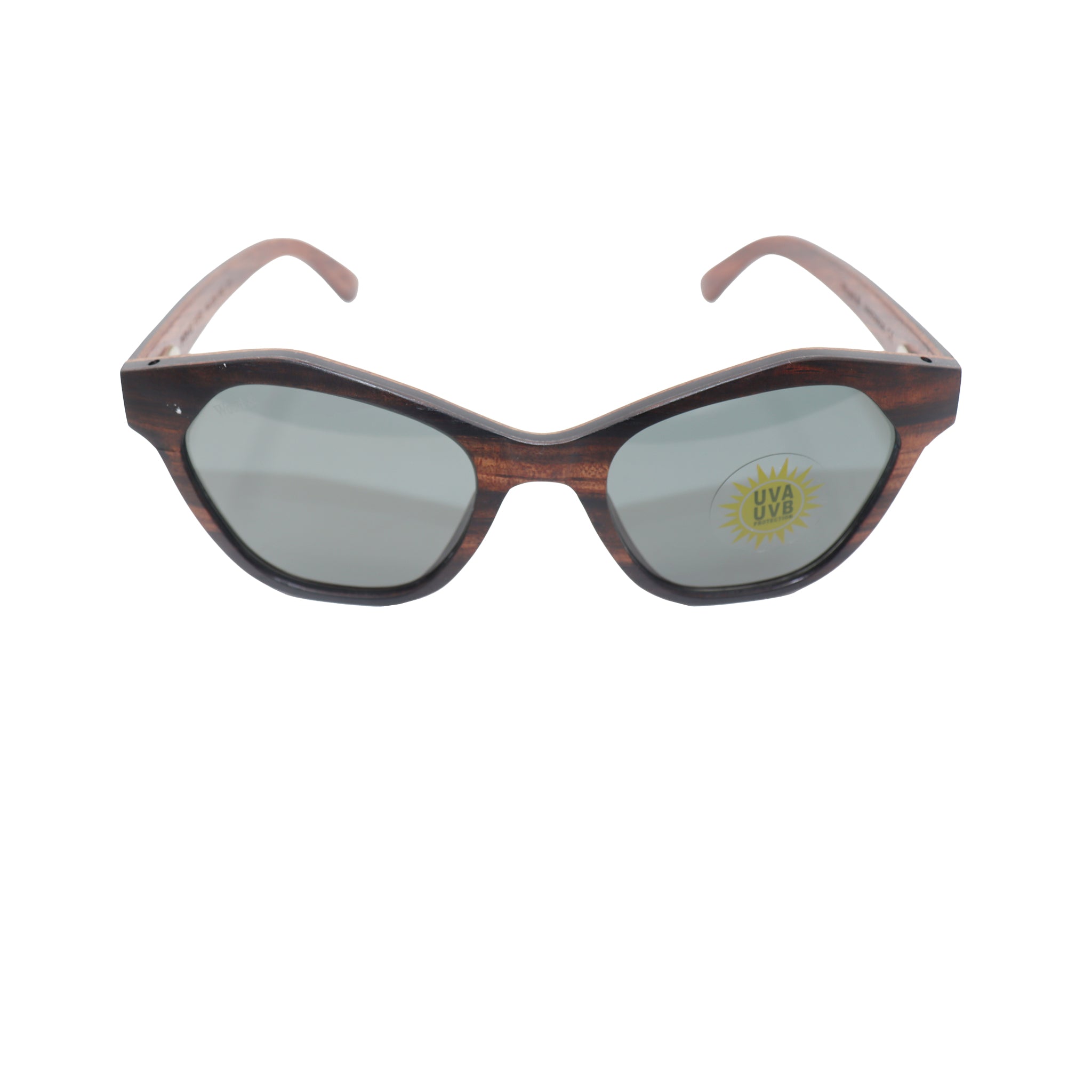 Wood&amp;Brown Cat-Eye Wood-Frame Full Rim Sunglasses
