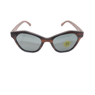 Wood&amp;Brown Cat-Eye Wood-Frame Full Rim Sunglasses