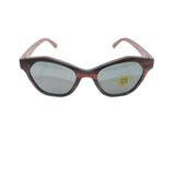 Wood & Brown Cat-Eye Wood-Frame Full Rim Sunglasses