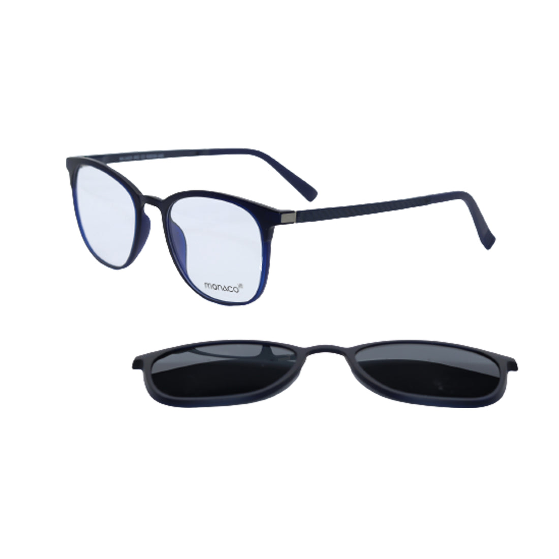 Monaco Blue Square Acetate Full Rim 2-in-1 Eyeglasses/Sunglasses