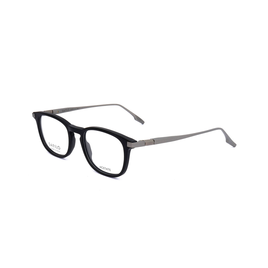 Safilo Calibro Black Square Acetate Full Rim Eyeglasses