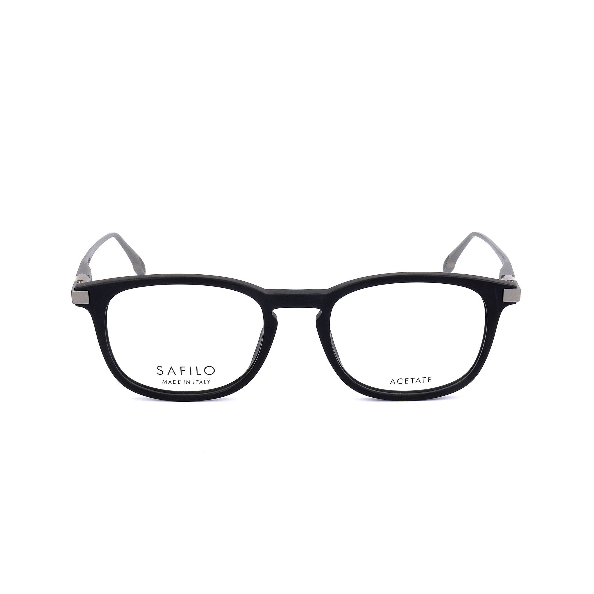 Safilo Calibro Black Square Acetate Full Rim Eyeglasses
