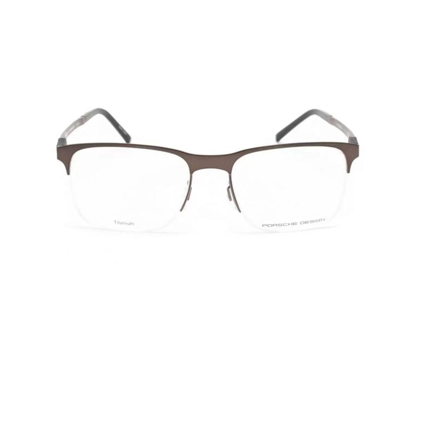 Porsche Design Brown Square Metal Half Rim Eyeglasses P8322-Y23