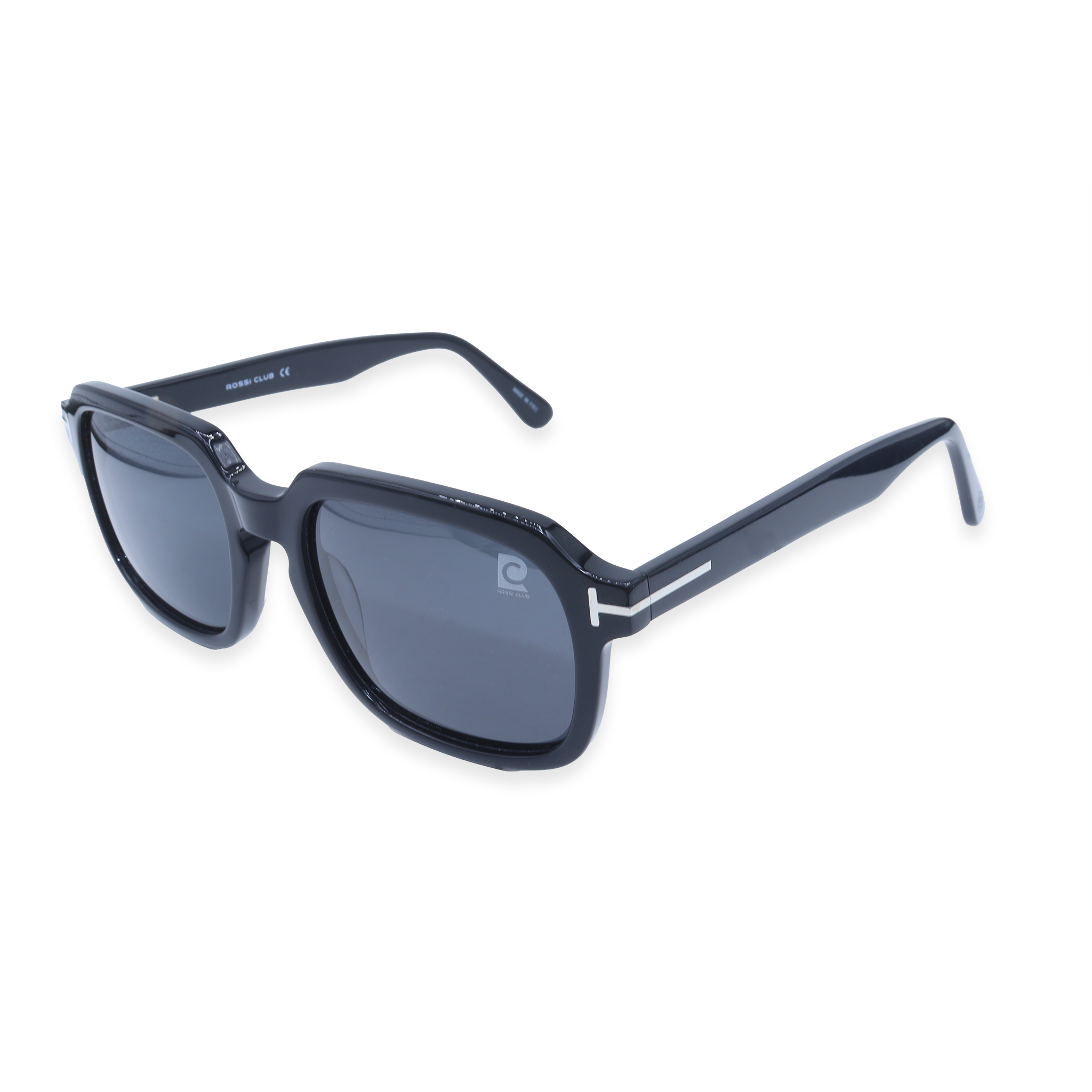 Rossi Club Black Square Acetate Full Rim Sunglasses